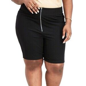 Danielle Bernstein Women's Zip Front Shorts Stretch Plus Size 16W Black